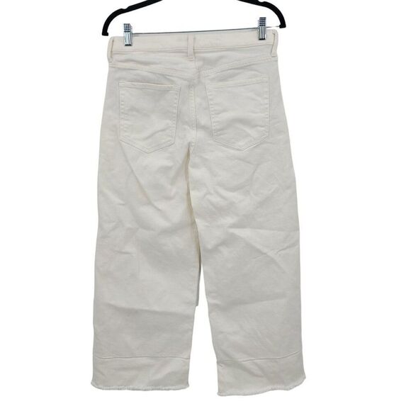 Banana Republic Premium Denim High-Rise Wide Leg Crop Jeans 28 White Frayed - Picture 2 of 9